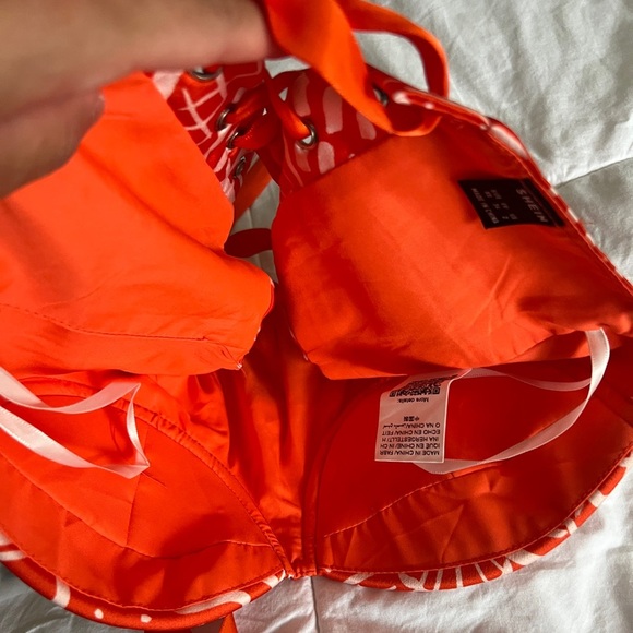 SHEIN Privé Allover Print
Grommet Lace Up Bustier Tube Top SIZE XS ORANGE & PINK - Picture 9 of 13